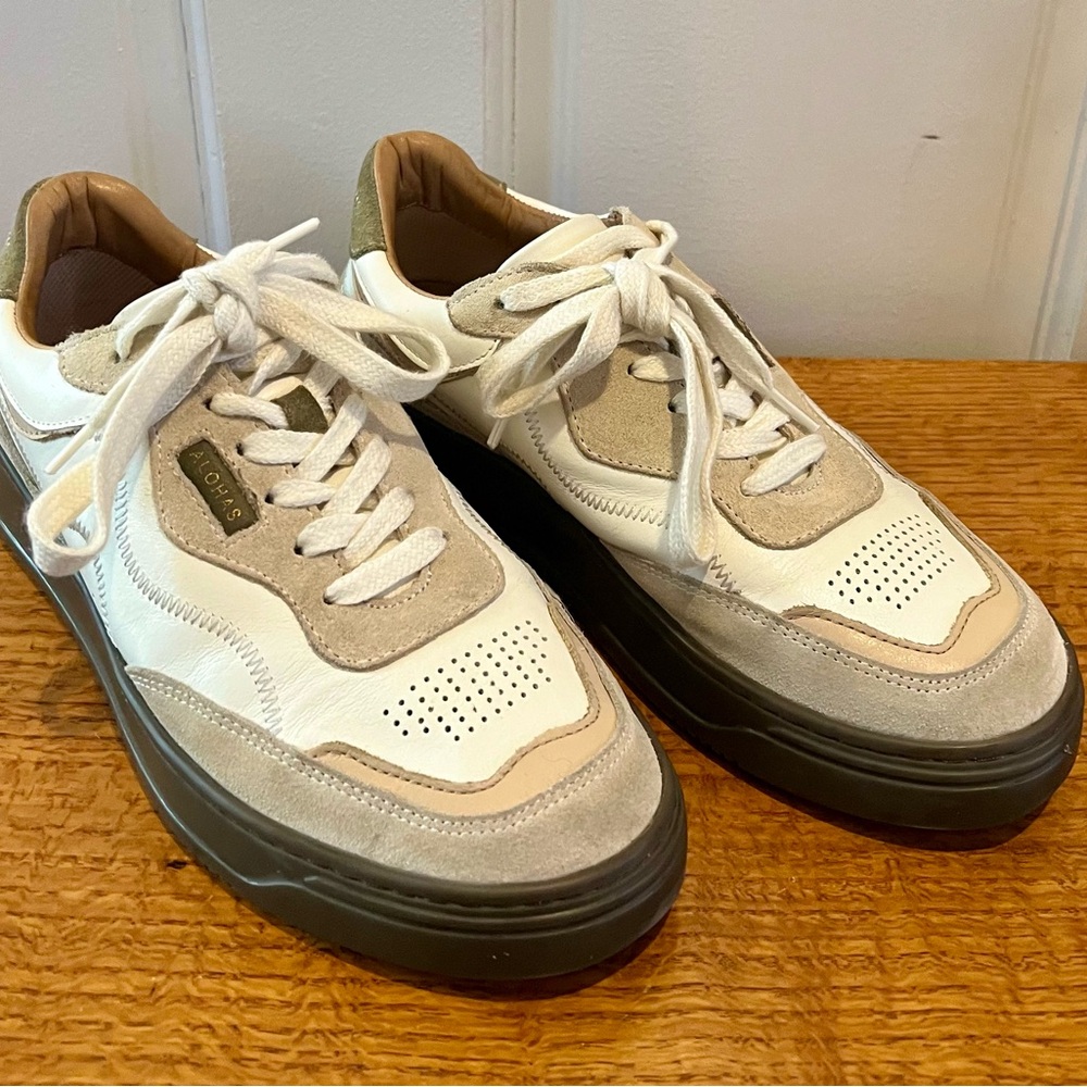 ALOHAS White and Beige Sneakers